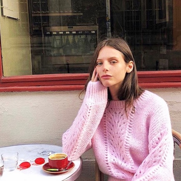 & Other Stories Pink Mohair Eyelet Sweater - Picture 2 of 12